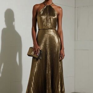 Holiday Elegant Gold Metallic Dress